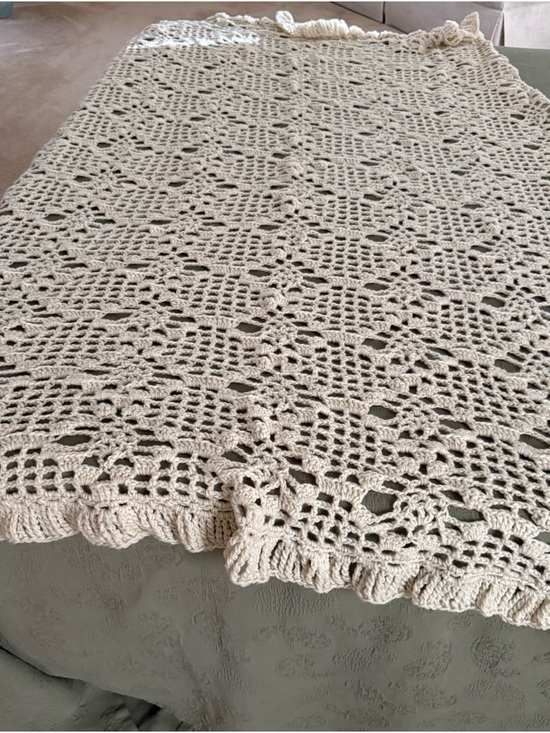 Other - Handmade Crocheted Throw Blanket - Cream